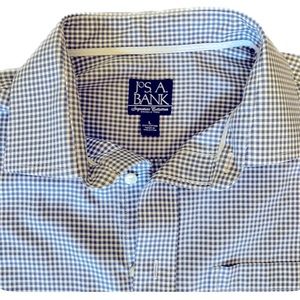 Jos. A Bank Blue/White Checkered Gingham Wrinkle Free Dress Shir…